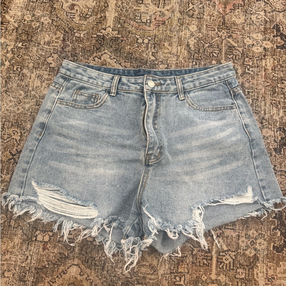 SHEIN Light Blue Distressed Jean Shorts